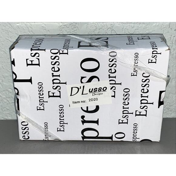 D'Lusso Design Demitasse Espresso Cup And Saucer Set For 2 Coffee Script Print - Picture 2 of 4